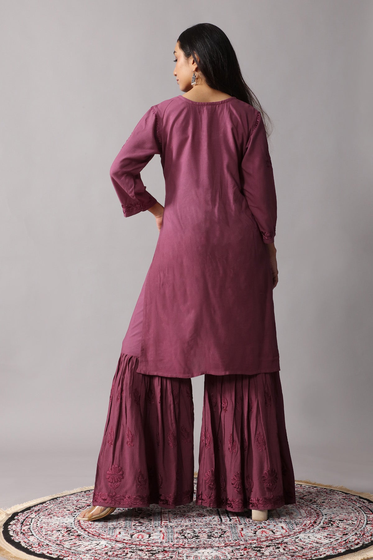 roohani Smoky Purple rayon Garara set