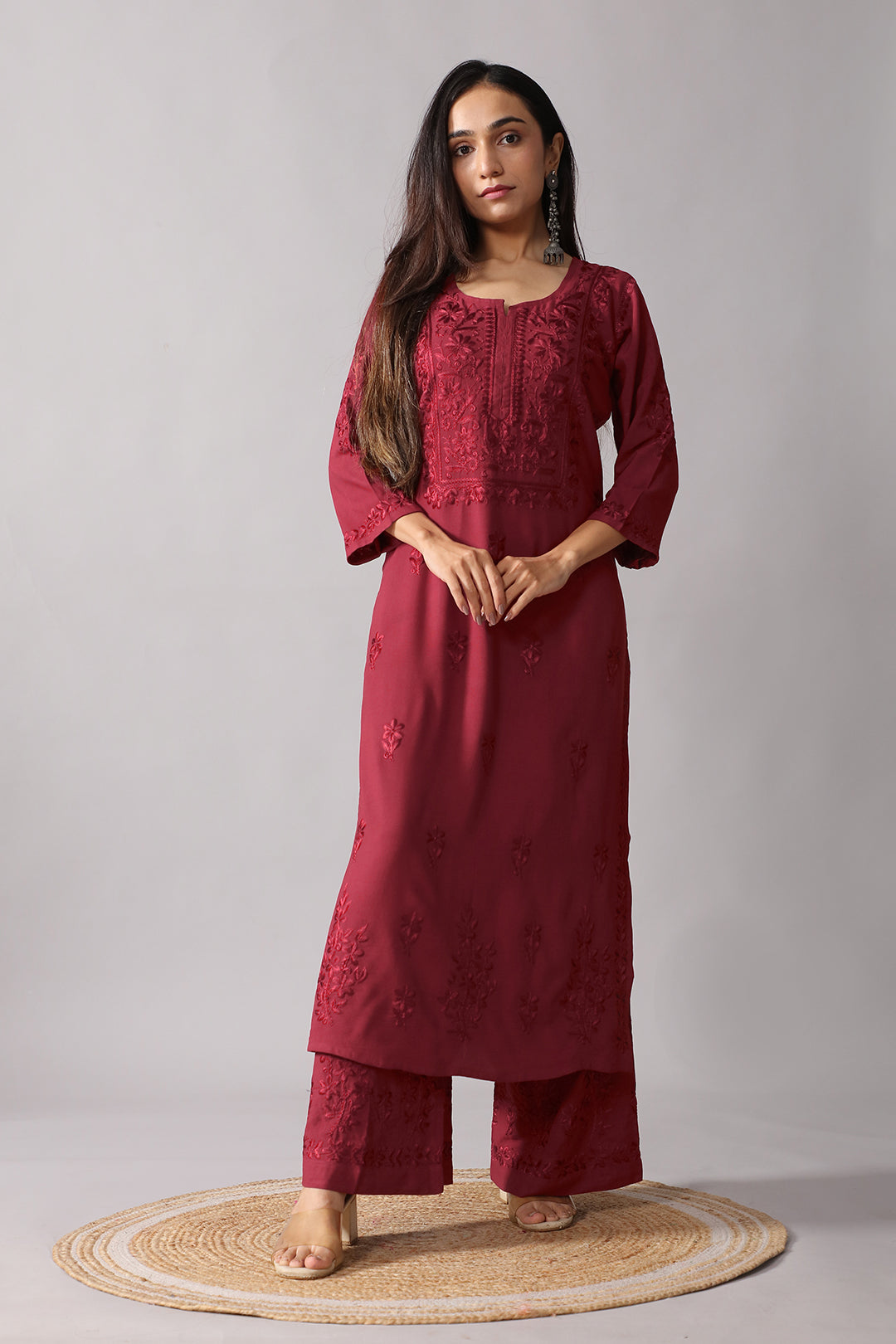 Aayat Maroon Rayon Kurta Pant set