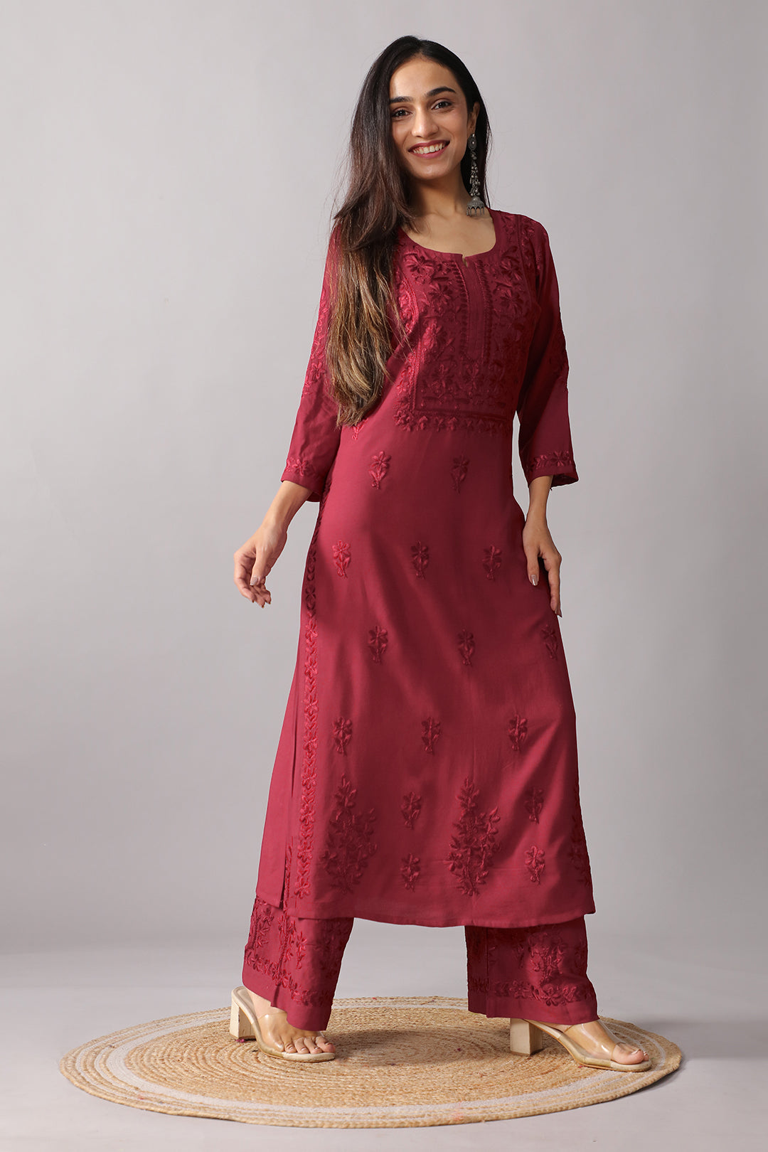 Aayat Maroon Rayon Kurta Pant set