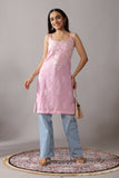 Kalindi Baby Pink Sleeveless Straight Kurta