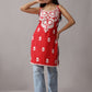 Kalindi Red Sleeveless Straight Kurta