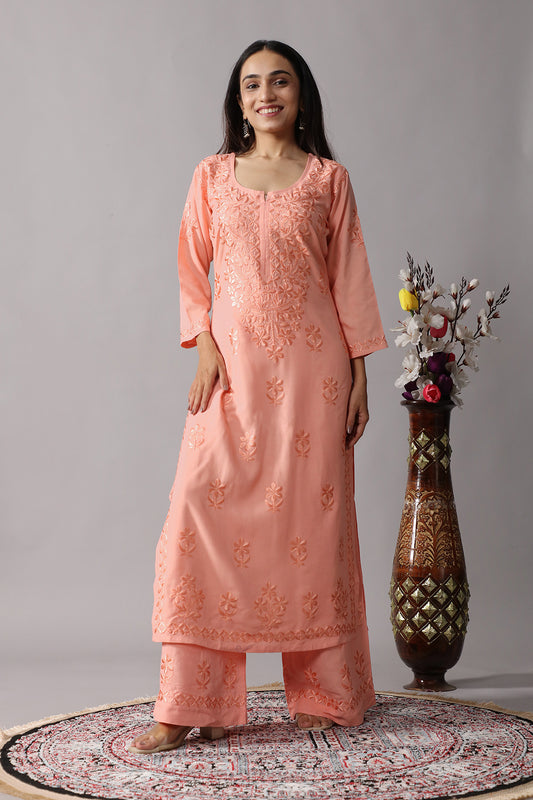 Ulfat Rose Beige 2 piece Rayon set