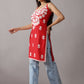 Kalindi Red Sleeveless Straight Kurta