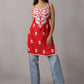 Kalindi Red Sleeveless Straight Kurta