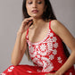 Kalindi Red Sleeveless Straight Kurta