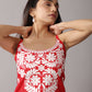 Kalindi Red Sleeveless Straight Kurta
