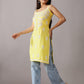 Kalindi Pastel Yellow Sleeveless Straight Kurta