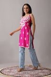Kalindi Magenta Pink Sleeveless Straight Kurta