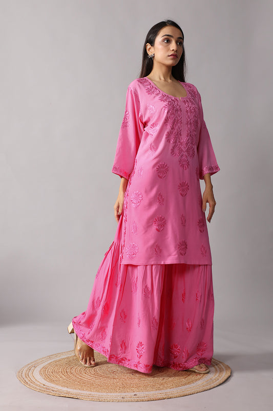 Roohani Rose Pink rayon Garara set