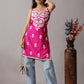 Kalindi Magenta Pink Sleeveless Straight Kurta