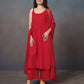 Falak Red Noodle Strap 3 Piece Kurta set