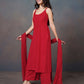 Falak Red Noodle Strap 3 Piece Kurta set