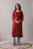 rivayat Maroon Viscose Georgette kurta