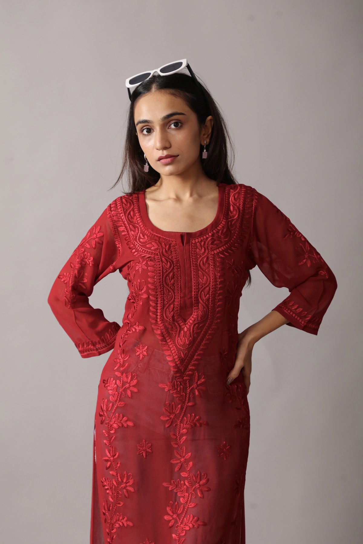 rivayat Maroon Viscose Georgette kurta