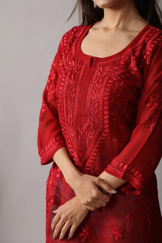 rivayat Maroon Viscose Georgette kurta