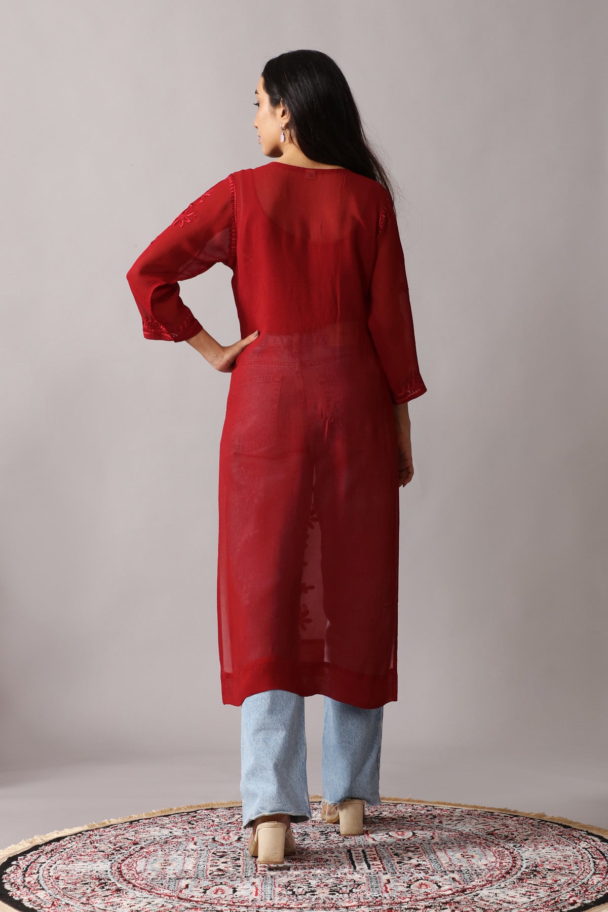 rivayat Maroon Viscose Georgette kurta