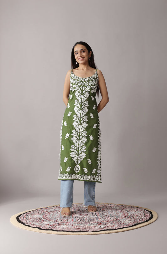 NAZAKAT Green Cotton Kurta