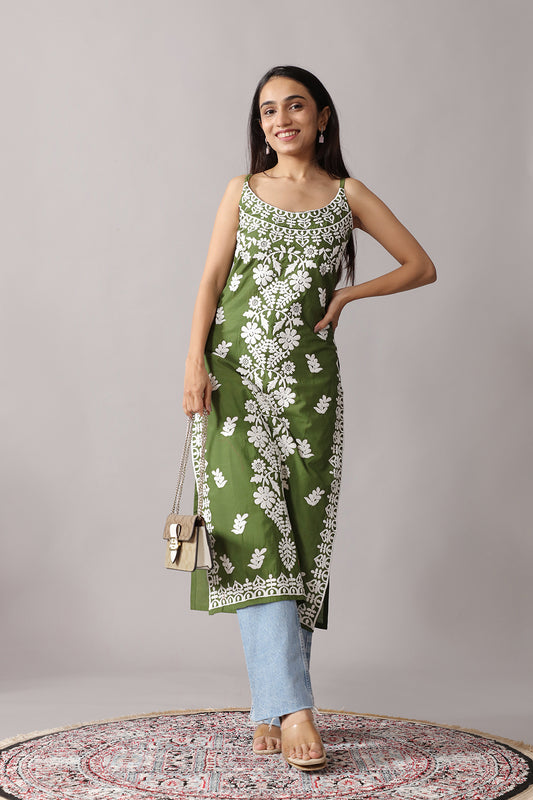 NAZAKAT Green Cotton Kurta