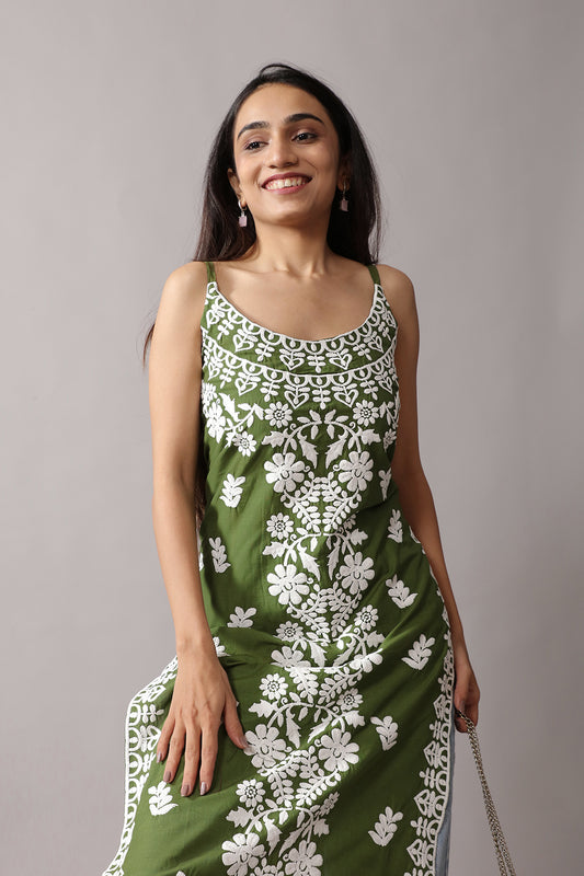 NAZAKAT Green Cotton Kurta