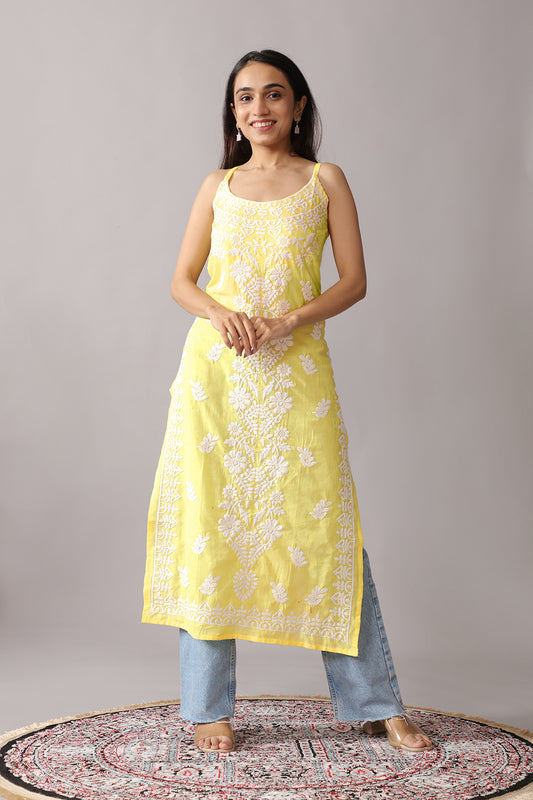 Nazakat Pastel Yellow Cotton Kurta
