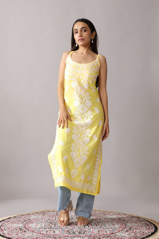 Nazakat Pastel Yellow Cotton Kurta