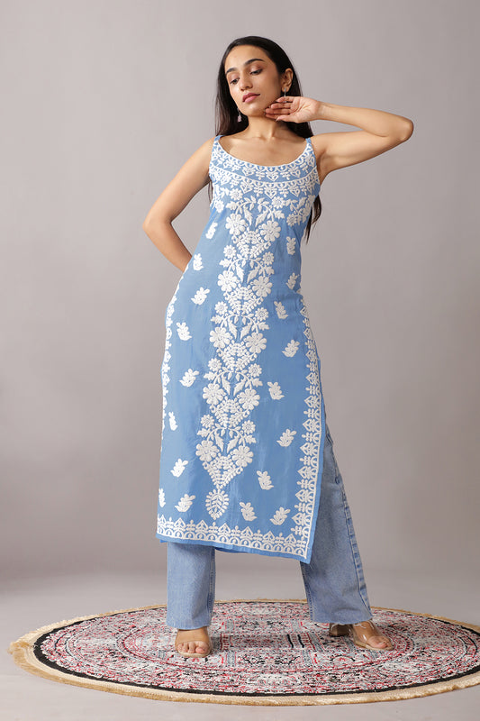 NAZAKAT Powder Blue Cotton Kurta