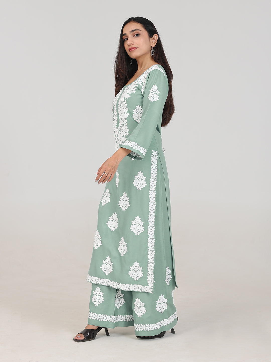 Arohi Powder Green Rayon Kurta Pant Set