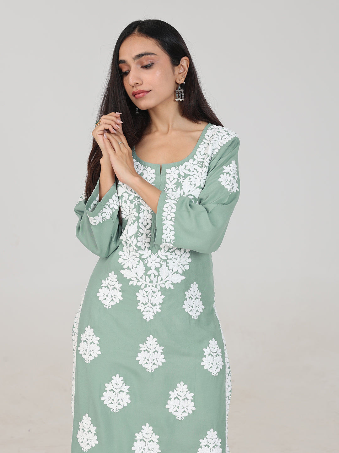 Arohi Powder Green Rayon Kurta Pant Set