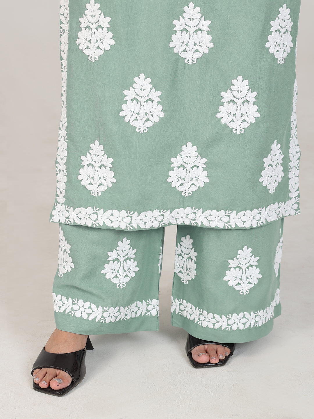 Arohi Powder Green Rayon Kurta Pant Set