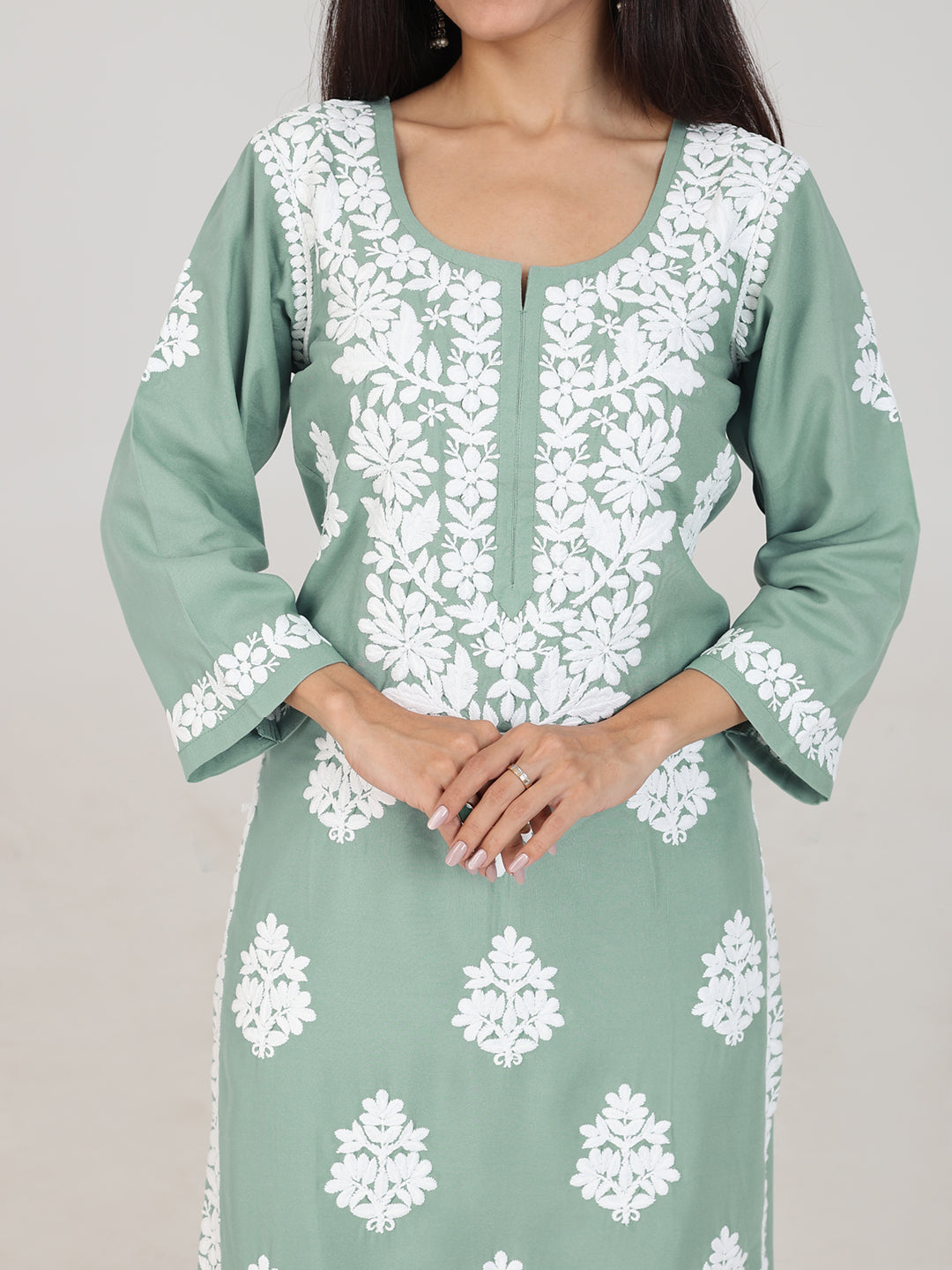 Arohi Powder Green Rayon Kurta Pant Set