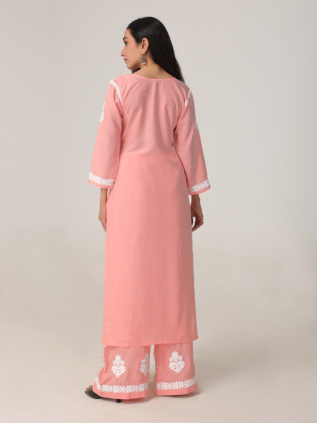 Arohi Peach Rose Rayon Kurta Pant set
