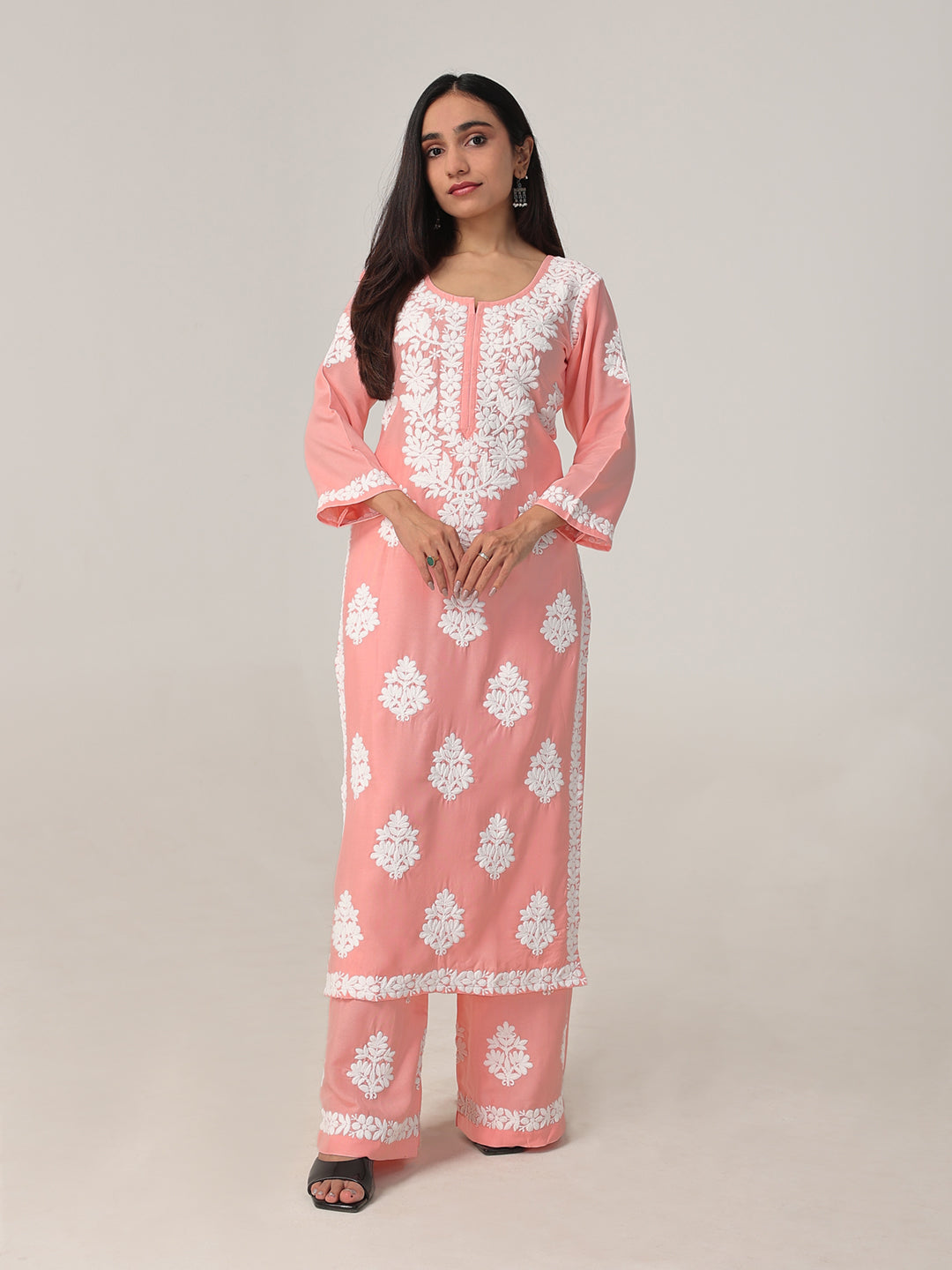 Arohi Peach Rose Rayon Kurta Pant set