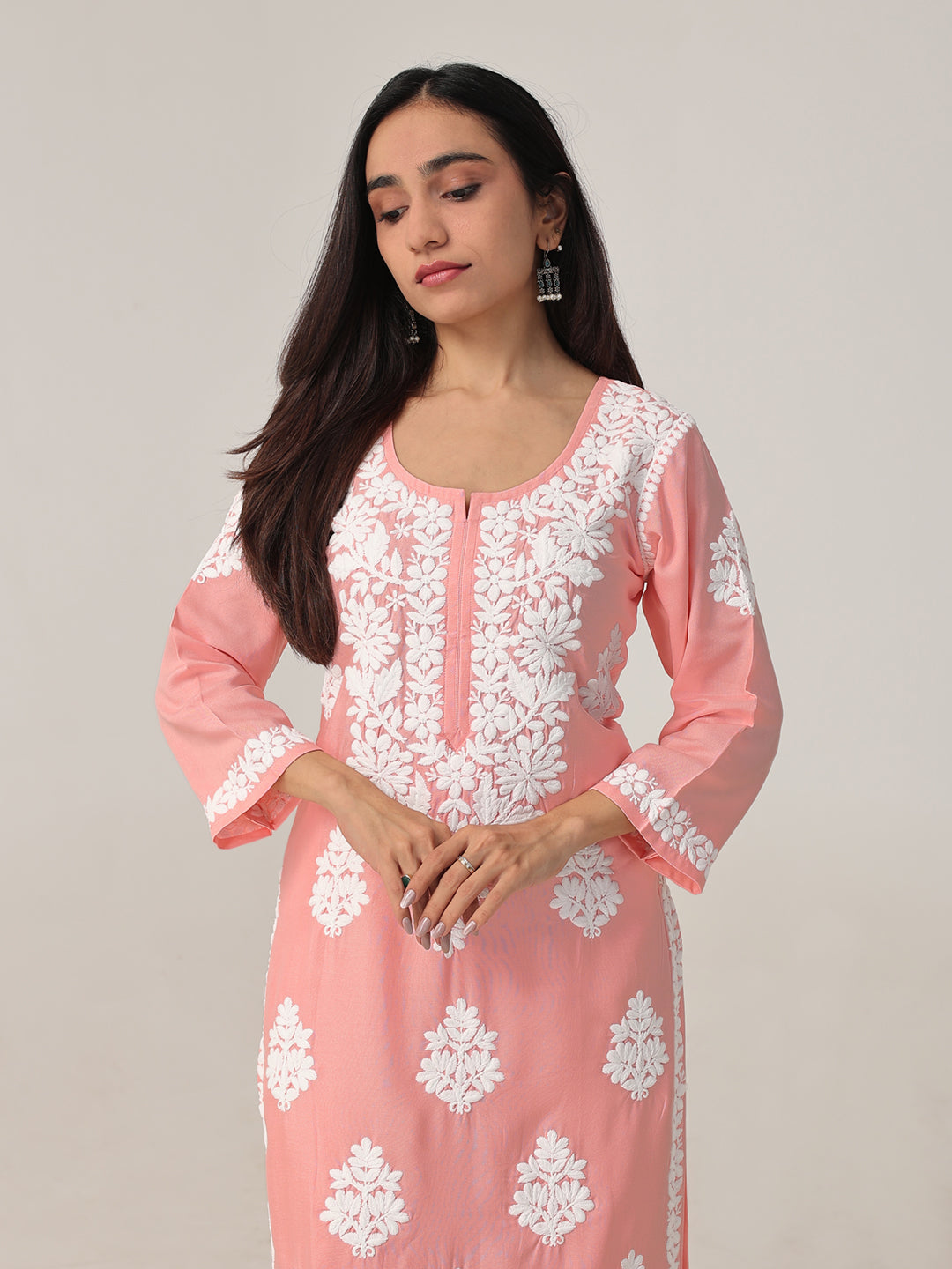 Arohi Peach Rose Rayon Kurta Pant set