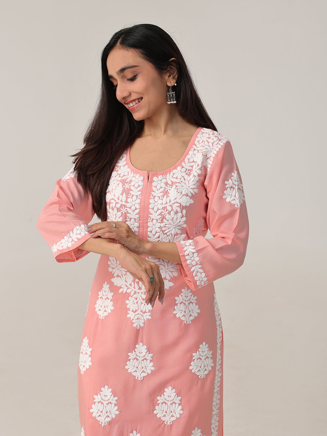 Arohi Peach Rose Rayon Kurta Pant set