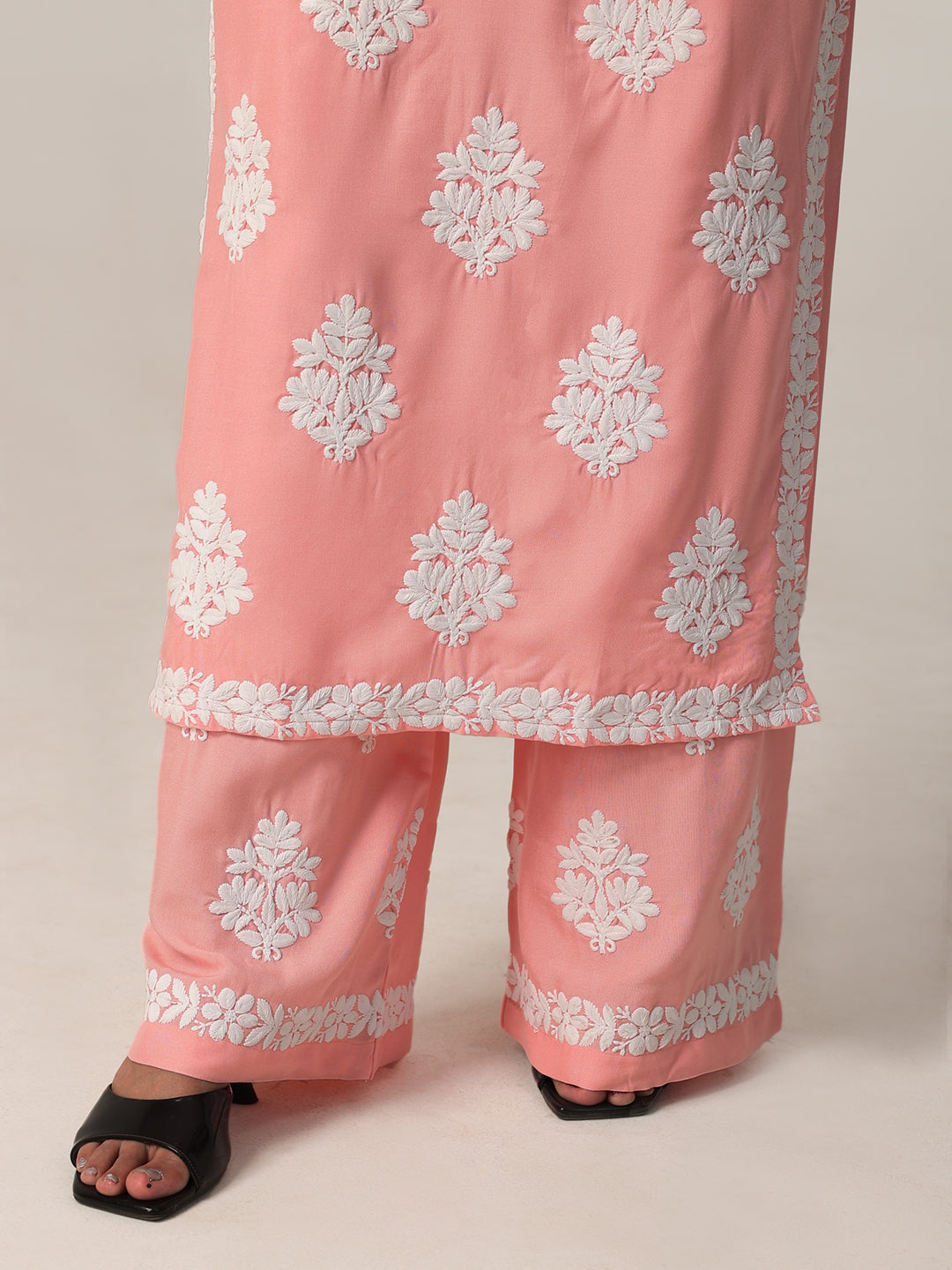 Arohi Peach Rose Rayon Kurta Pant set