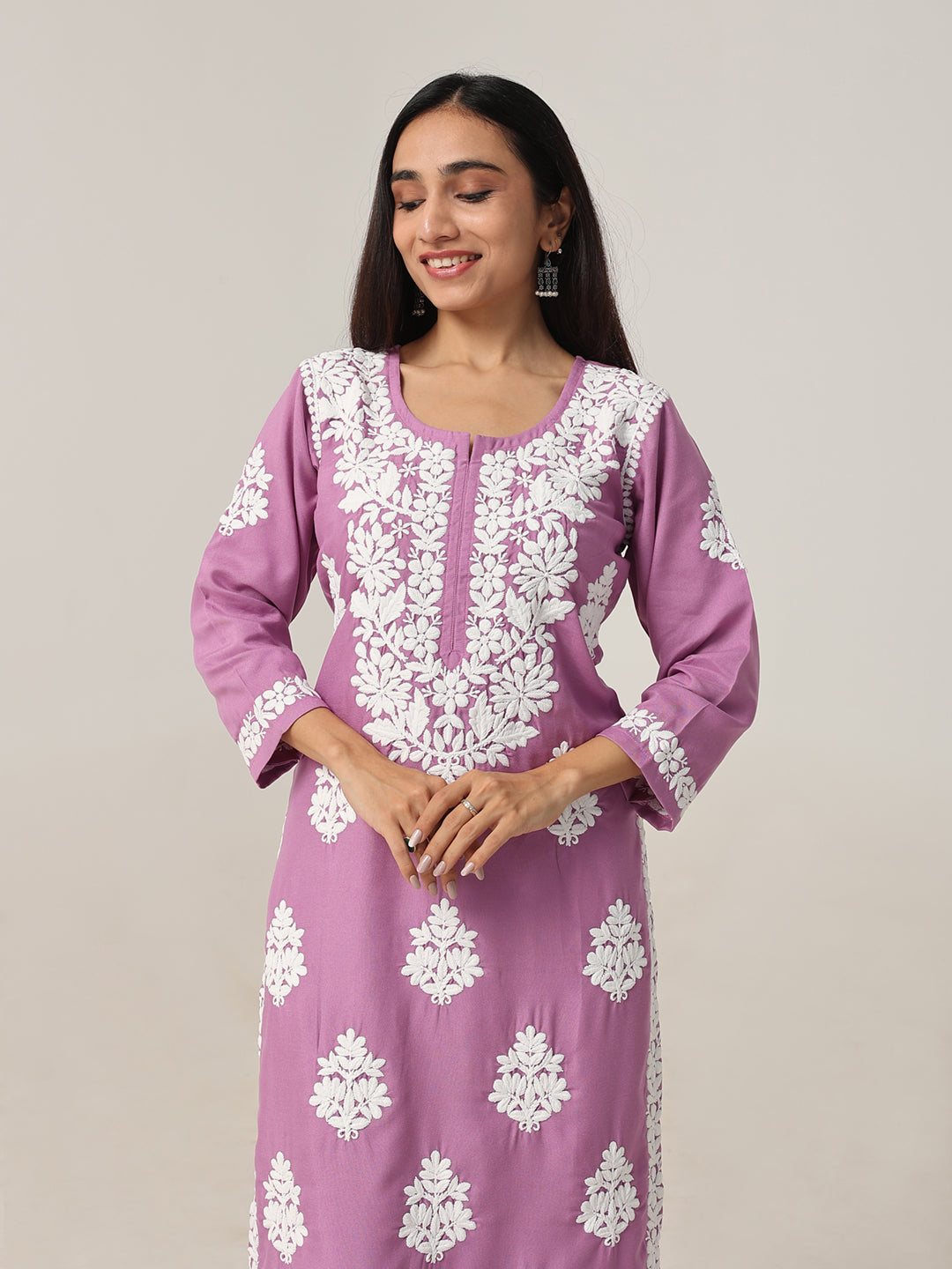 Aarohi Lavender Chikankari Kurta with Palazzo Set