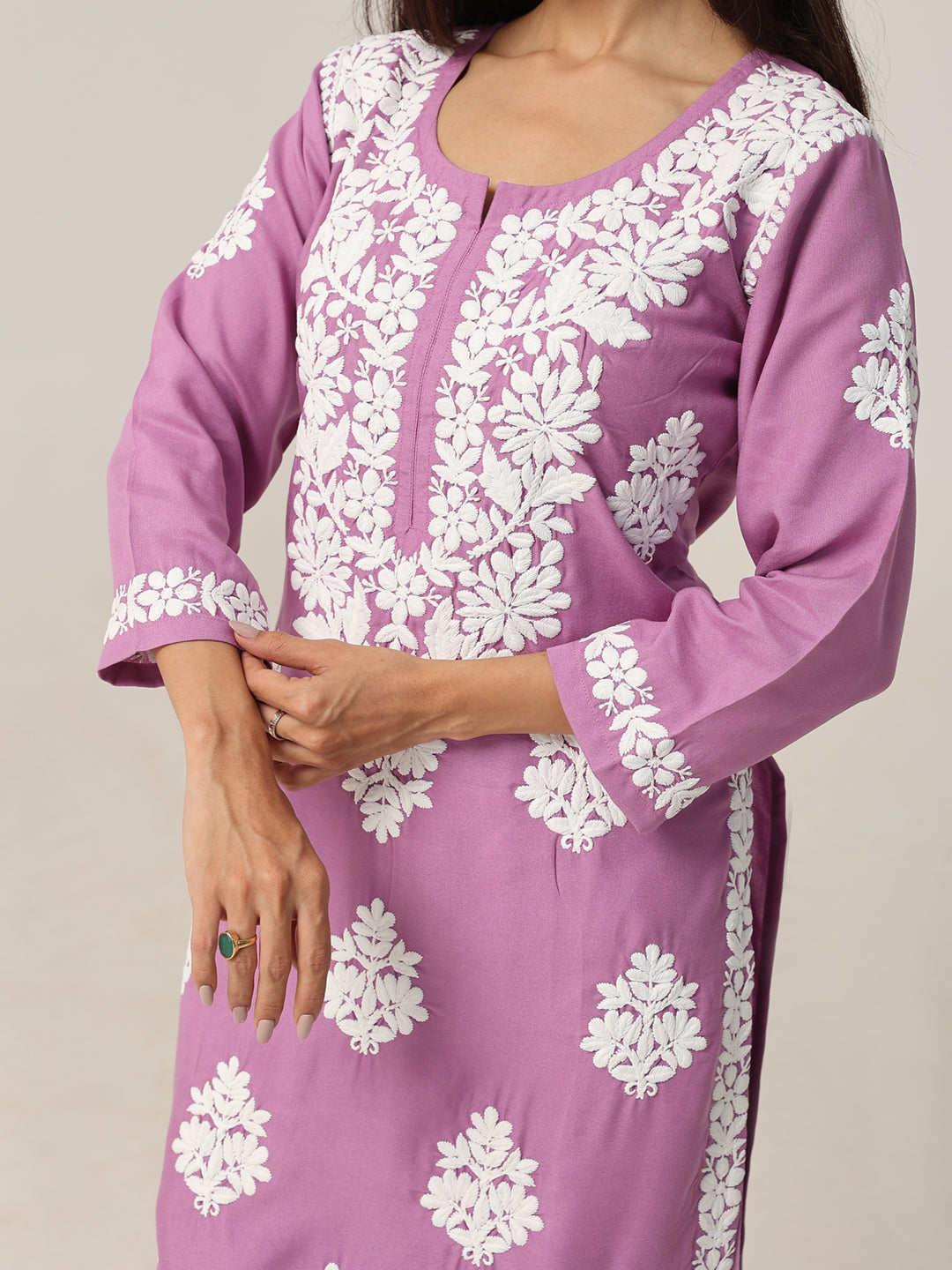 Aarohi Lavender Chikankari Kurta with Palazzo Set