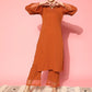 Rust Flared Sleeve Organza detailed Solid Kurta & Plazzo