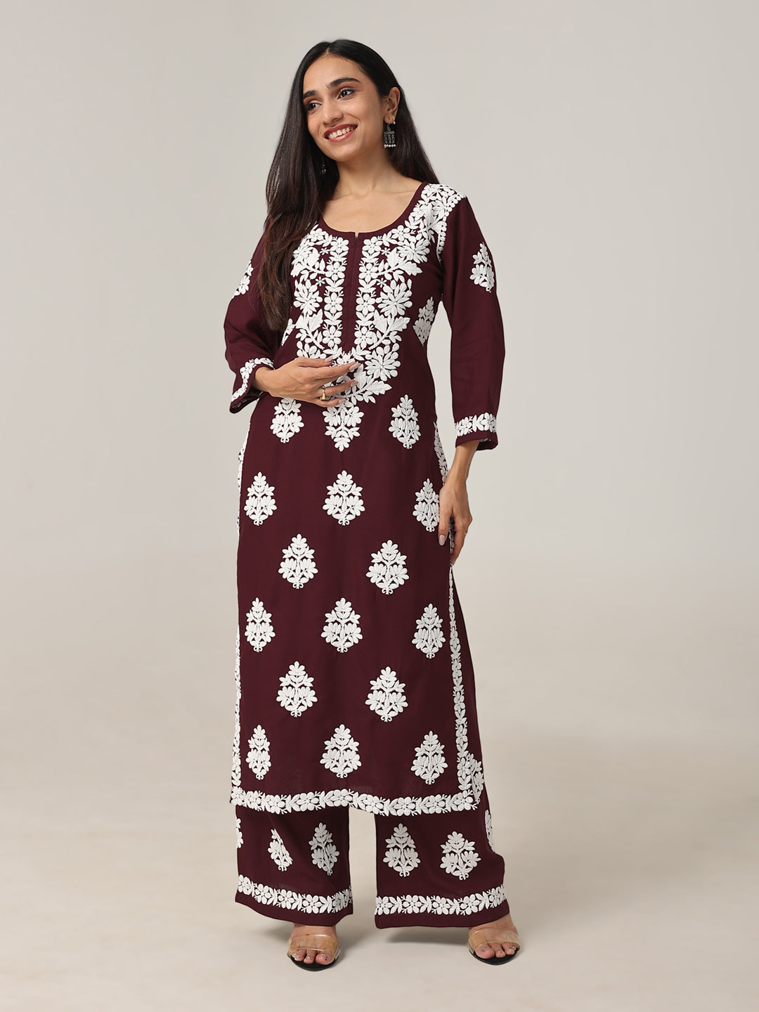 Arohi Deep Maroon Rayon Kurta Pant set