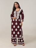 Arohi Deep Maroon Rayon Kurta Pant set