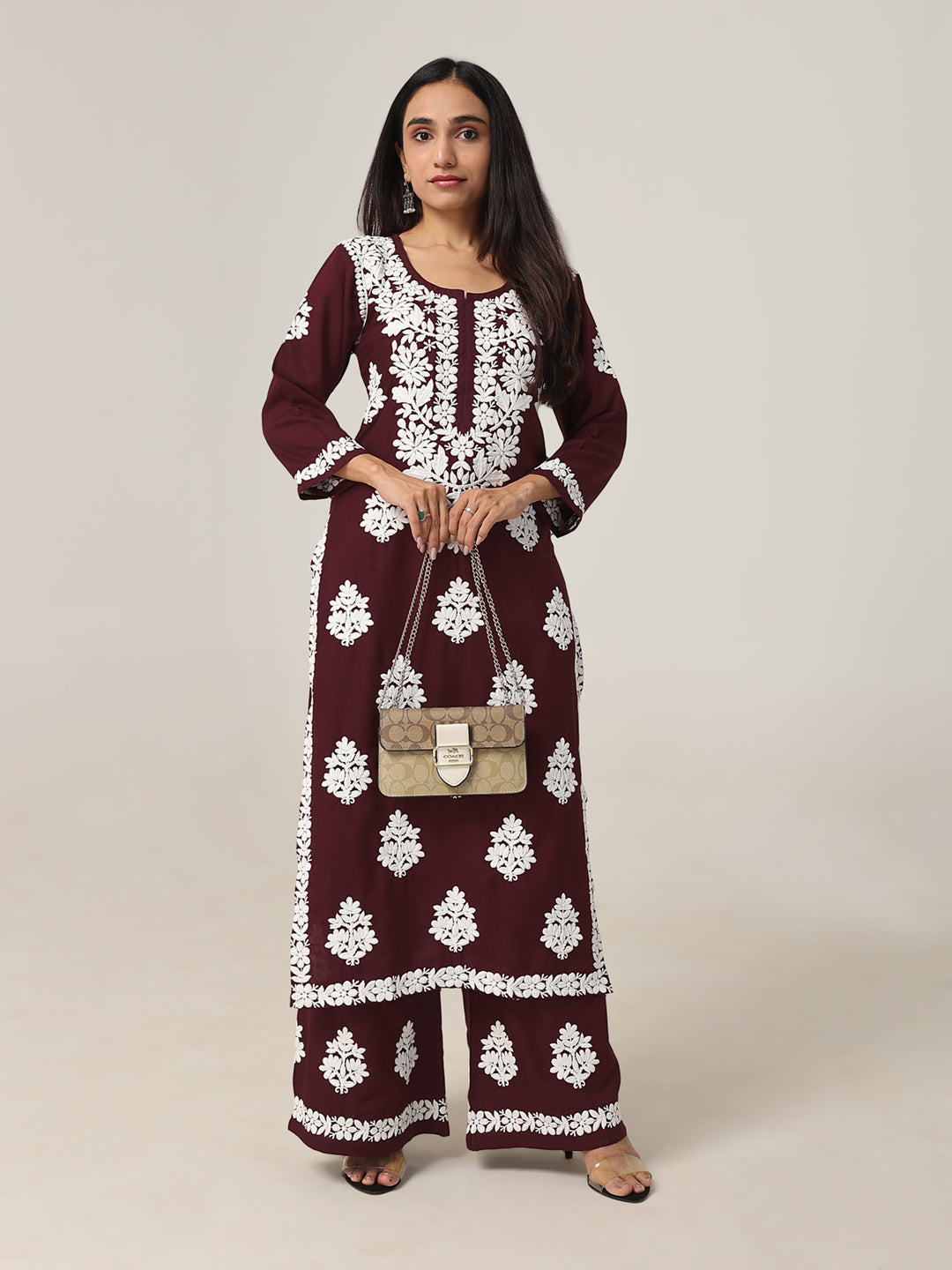Arohi Deep Maroon Rayon Kurta Pant set