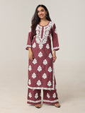 Aarohi Burgundy Chikankari Kurta with Palazzo Set