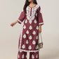 Aarohi Burgundy Chikankari Kurta with Palazzo Set