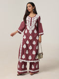 Arohi Burgundi Rayon Kurta Pant set