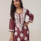 Aarohi Burgundy Chikankari Kurta with Palazzo Set