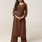 Avira Brown Floral Embroidered Kurta with Palazzos