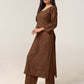 Avira Brown Floral Embroidered Kurta with Palazzos