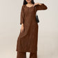 Avira Brown Floral Embroidered Kurta with Palazzos