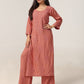 Avira Rose Peach Floral Embroidered Kurta with Palazzos