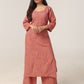 Avira Rose Peach Floral Embroidered Kurta with Palazzos